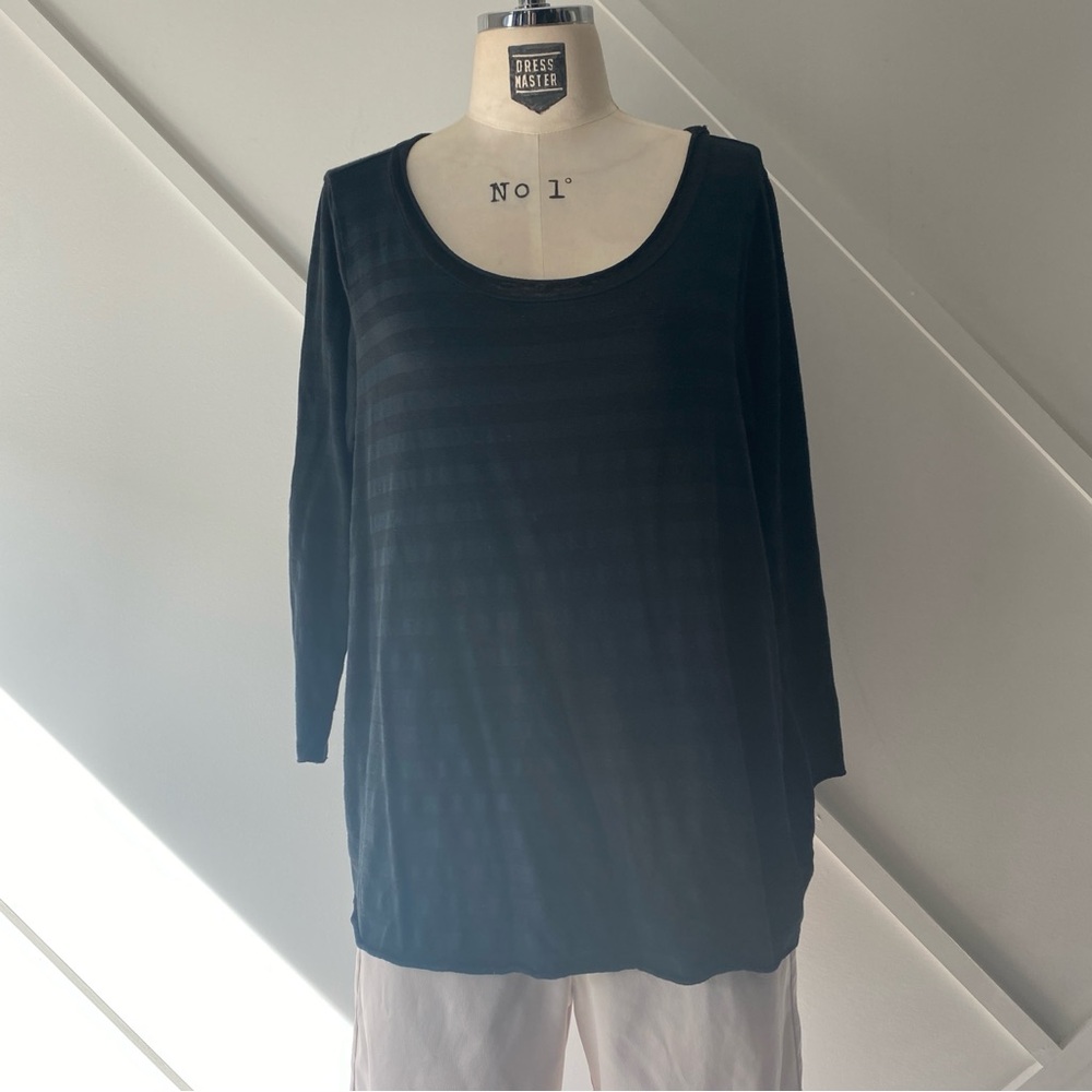 Labo.Art Stripe Linen 3/4 Sleeve Top - 1 (S)